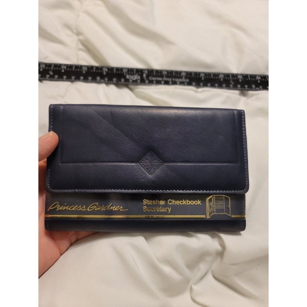 Princess Gardner Stasher Secretary Checkbook Blue Full Grain Cowhide Vintage